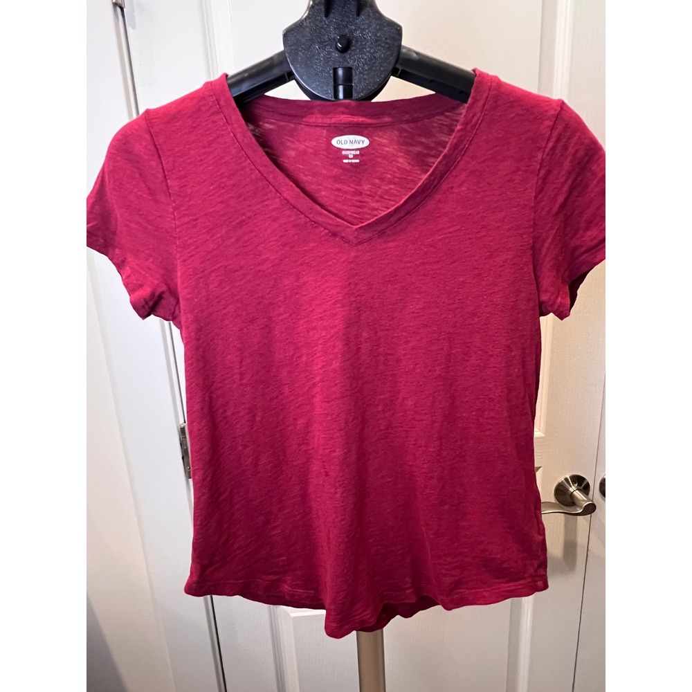 Slub Knit V Neck Tee XS Women Fall Autumn Minimalist Old Money Casual Y2K Knit